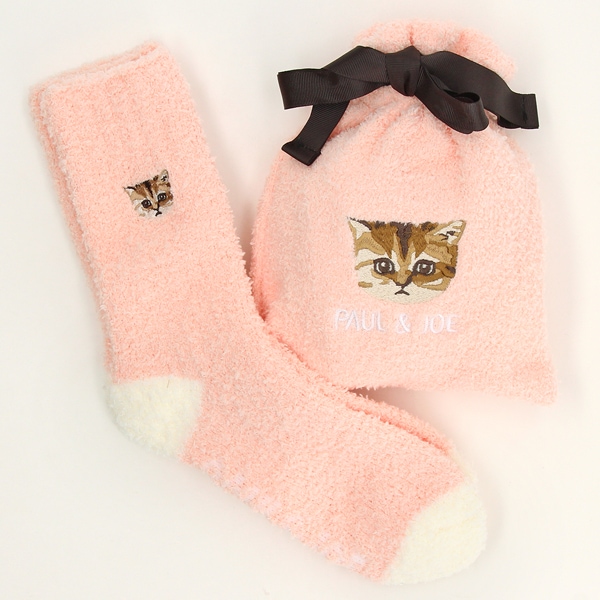 ポール＆ジョールームソックス マシュマロヌネット刺繍巾着入リ