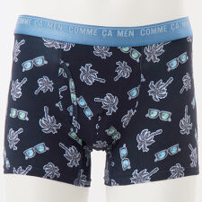 コムサ・メン ヤシの木＆サングラス柄 ボクサーブリーフ（前開き）