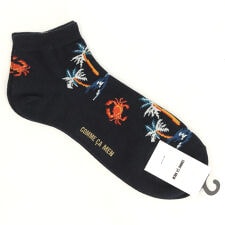 コムサメン カニとヤシの木柄 アンクル丈ソックス