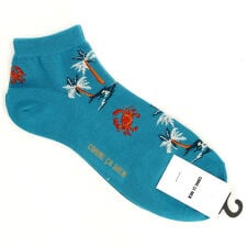 コムサメン カニとヤシの木柄 アンクル丈ソックス