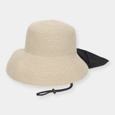 ナイガイ 洗えて折り畳める つば広め UVカット ストローハット あご紐たれ付き  サイズ調節可