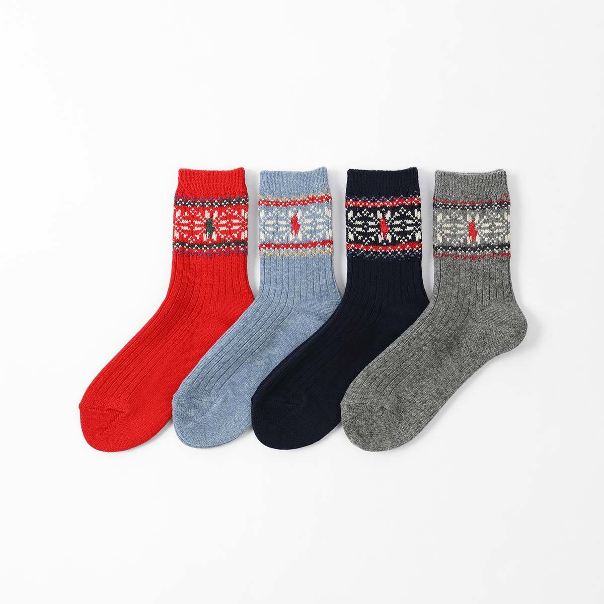 POLO RALPH LAUREN レディース 雪柄ジャガード カシミヤ混 クルー丈