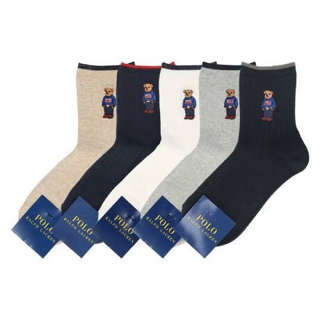 POLO RALPH LAUREN オーガニックコットン混 ポロベア リブ クルー丈 ソックス