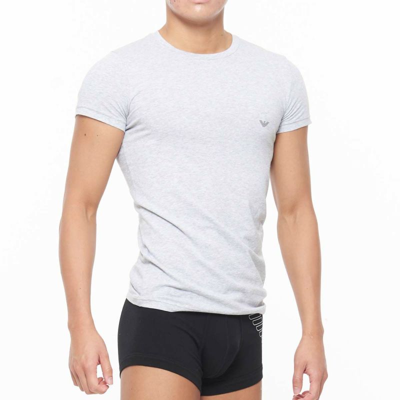 【EMPORIO ARMANI】ロゴ コットン クルーネック 半袖 Tシャツ ラインストーンロゴ Tシャツ クルーネック 半袖 コットン