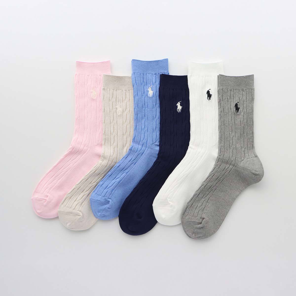 POLO RALPH LAUREN レディース クルー丈ソックス クラシックケーブル