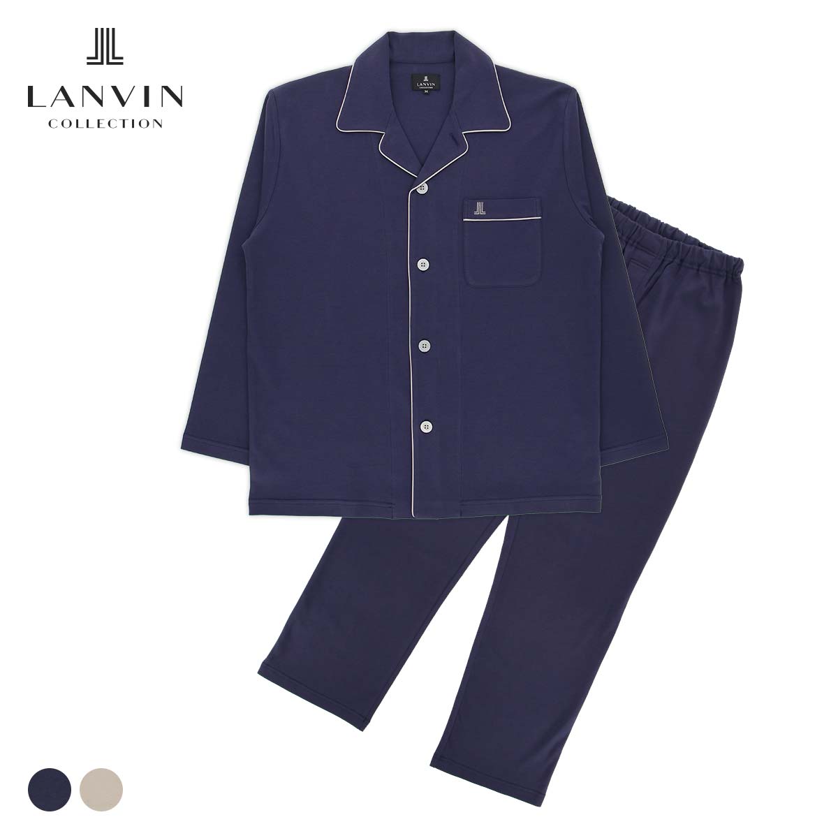 LANVIN COLLECTION パジャマ上下セット M Lサイズ シルケット LANVIN COLLECTION パジャマ上下セット M Lサイズ シルケット