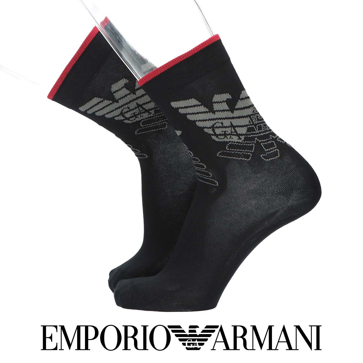 エンポリオアルマーニ EMPORIO ARMANI メトロポリタンライン METEROPOLITAN LINE ウールジャケット アウター ウール 50 L 黒 メンズ 3足セットEMPORIO ARMANI ロゴ ショート スニーカー丈ソックス