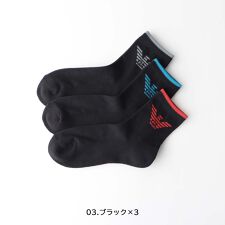 3足セット EMPORIO ARMANI イーグル ショート丈ソックス 足底パイル メンズ