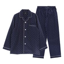 ランバンコレクション 長袖パジャマ上下セット 60サテン JLドットプリント 綿100% メンズ
