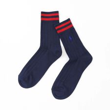 ポロ ラルフ ローレン(POLO RALPH LAUREN)のPOLO RALPH LAUREN オーガニックコットン混 ラインリブ ミドル丈 メンズ ソックス