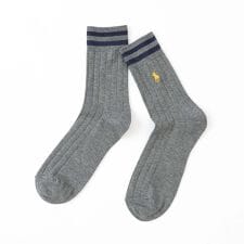 ポロ ラルフ ローレン(POLO RALPH LAUREN)のPOLO RALPH LAUREN オーガニックコットン混 ラインリブ ミドル丈 メンズ ソックス