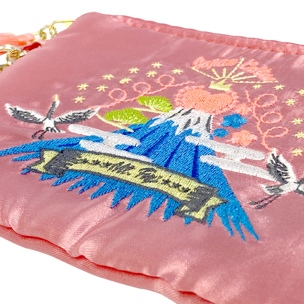 刺繍ポーチ スカジャン 富士山 ピンク | ミューア(MYUUA 
