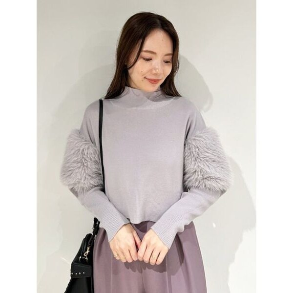 セルフォード　袖ファー　ニットプルオーバー CELFORD - 新品 CELFORD セルフォード ファーニットプルオーバー