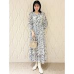 HANAE MORI×CELFORDコラボ】プリーツデザインプリントワンピース 