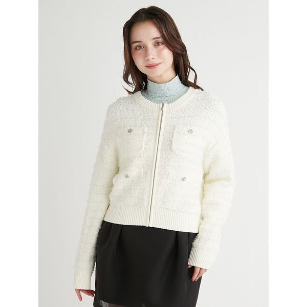 CELFORD ツイードニットジップブルゾン ツイードニットジップブルゾン(カーディガン)｜TOPS（トップス
