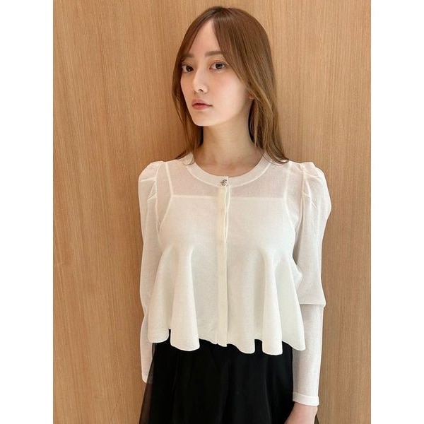 CELFORD セルフォード クロップドペプラムカーディガン BLK F CELFORD セルフォード クロップドペプラムカーディガン BLK F