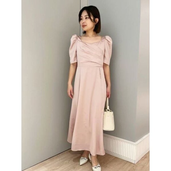 CELFORD セルフォード　カシュクール風ナローサテンワンピース カシュクール風ナローサテンワンピース(デイリーワンピース