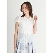 襟付きキャップスリーブブラウス