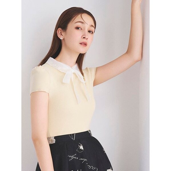 CELFORD×P.J. REDOUTEコラボ】 エンブロイダリー衿付きニット | セル