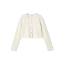 SUPER FINE MERINO WOOLビジュー釦カーディガン