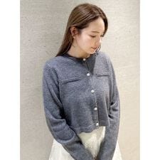 SUPER FINE MERINO WOOLビジュー釦カーディガン