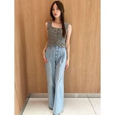 ハイウエストデニムワイドパンツ