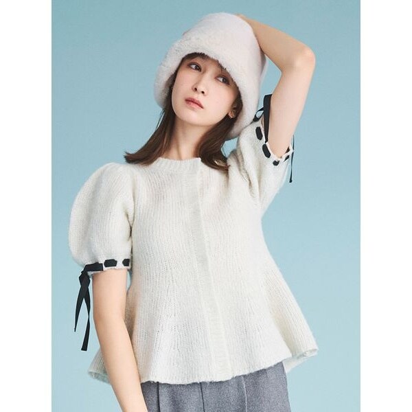 リボンディテールペプラムカーディガン | セルフォード(CELFORD