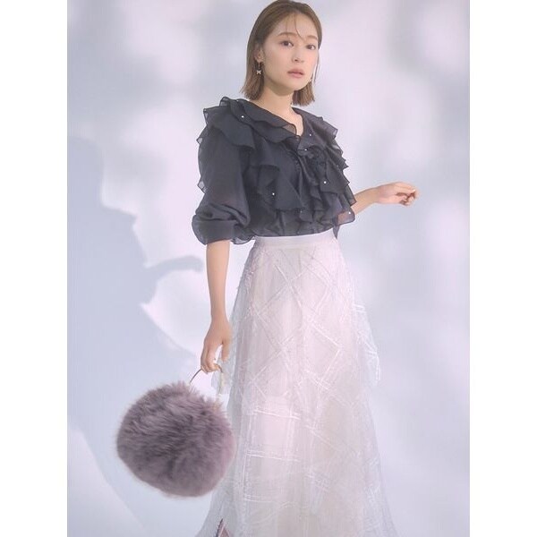 HANAE MORI×CELFORDコラボ】 パール付きフリルブラウス | セルフォード