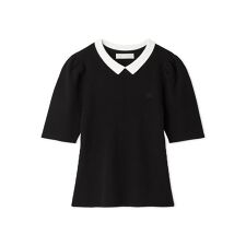 シルクブレンド衿付きニットプルオーバー