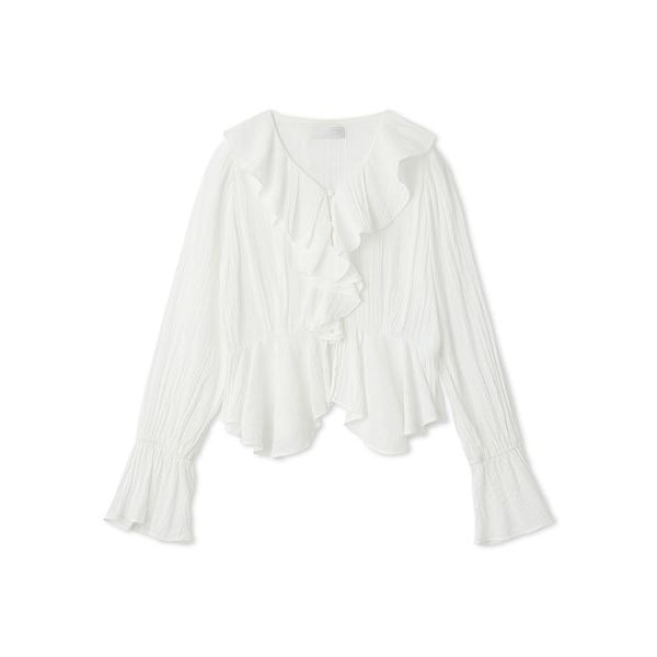 CELFORD HANAE MORIコラボ パール付きフリルブラウス HANAE MORI×CELFORDコラボ】 パール付きフリルブラウス(ブラウス