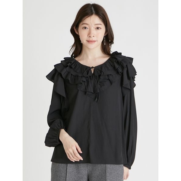 L.B CANDY STOCK]フラワービジューレースブラウス | リリーブラウン