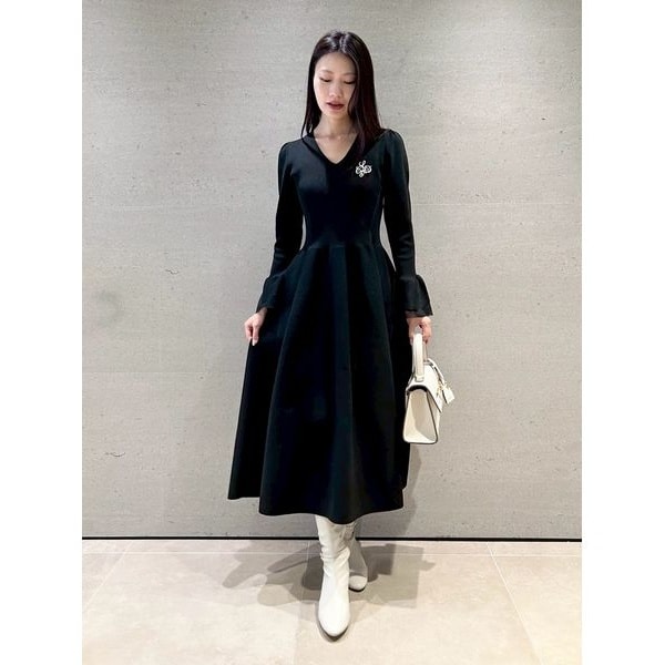 サテンタックフレアワンピース／ウォッシャブル | フレイ