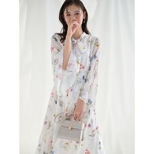 フラワープリントボウタイワンピース