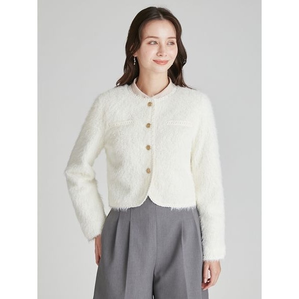 【LOULOU WILLOUGHBY】チェーントリミングツィードジャケット LOULOU WILLOUGHBY】チェーントリミングツィードジャケット