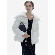 【撥水加工】ファー襟付きキルティングショートコート