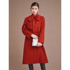 セルフォード(CELFORD)のリボンストール付きノーカラーコート