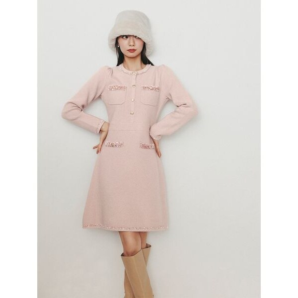 MASH BLACK FRIDAY限定】【WEB限定】ツイード風ニットワンピース