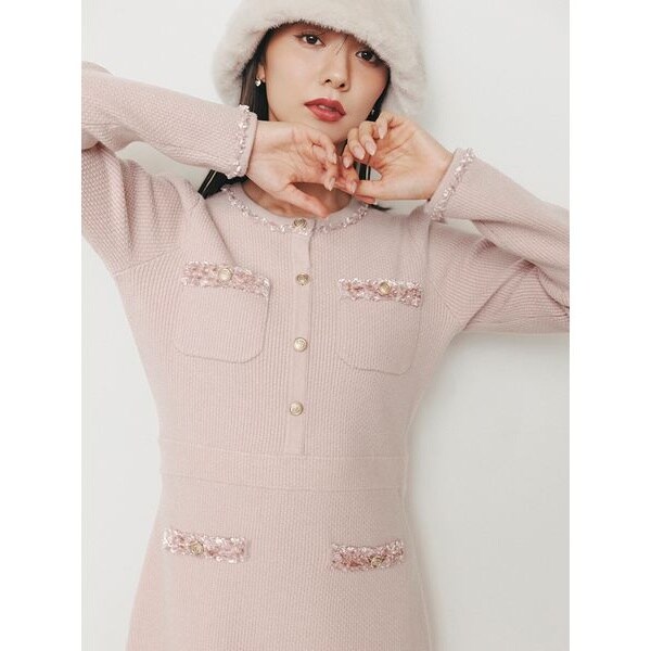 MASH BLACK FRIDAY限定】【WEB限定】ツイード風ニットワンピース