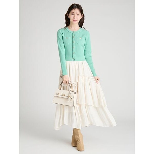 Vネックフィット＆フレアワンピース | セルフォード(CELFORD