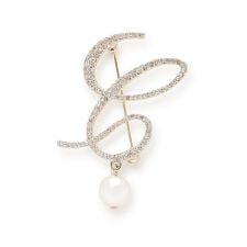 Cロゴパール付きビジューブローチ