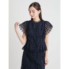 【セットアップ対応】ジオメトリックパターンレースブラウス