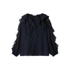 【洗える】ラッフルフリルブラウス