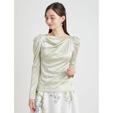 【洗える】カシュクールグロッシーカットトップス