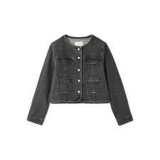 ノーカラーデニムジャケット