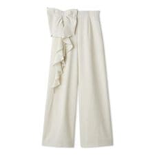 【洗える】リボンワイドパンツ