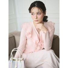 【UVカット】【洗える】フリルニットカーディガン