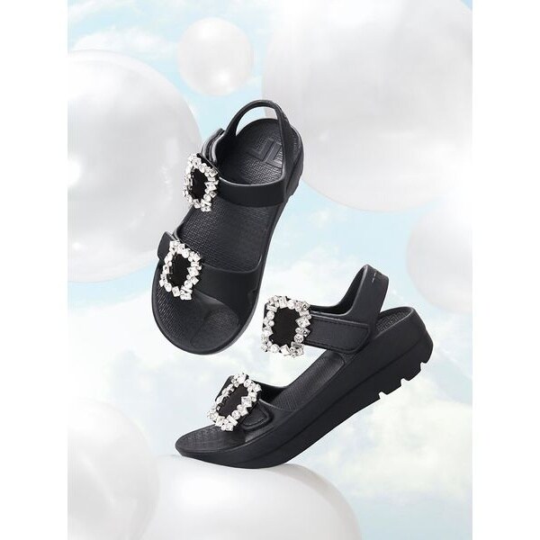 TELIC × CELFORD ビジューリカバリーサンダル　ブラック　38 CELFORD（セルフォード） (期間限定8%OFF&300円OFF) 【TELIC】コラボ