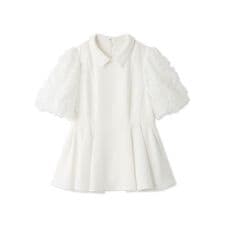 襟付きデザインスリーブブラウス