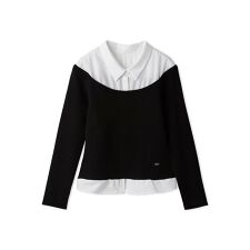 【洗える】シャツ襟ニットトップス