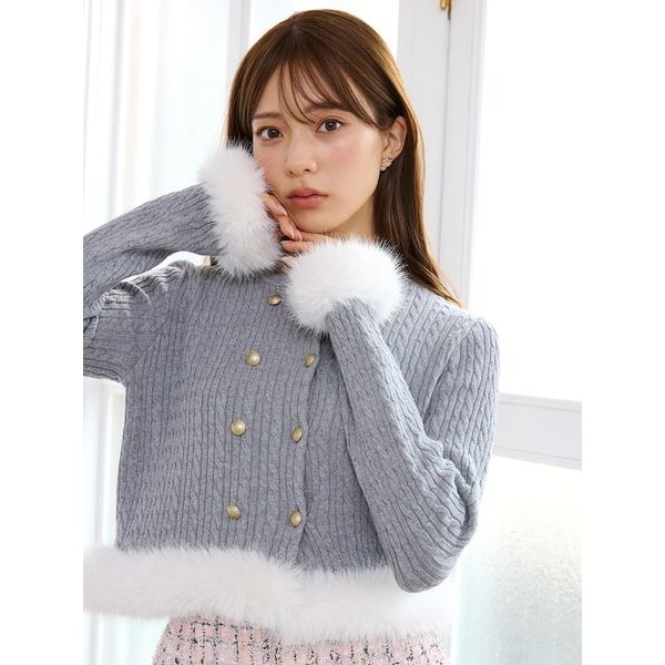 カシミア混ファートリムニットカーディガン | セルフォード(CELFORD